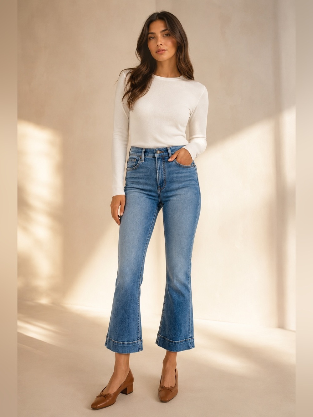 Veronica Beard Carson High Rise Ankle Flare Jeans Blue Stretch Denim 25